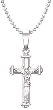 Aeon Crucifix Cross Necklace - 925 Sterling Silver | Adjustable 16-18 Inch Chain | Polishing Cloth Included | Gifts for Religious Occasions (Modern)