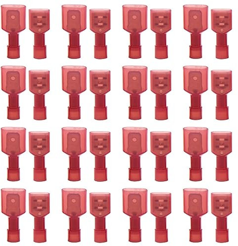 Yosawo 100 Stück Kabelverbinder Vollisoliertes Schnellverbinder, Spaten Männlich/Weiblich Nylon Schnell Disconnects Verdrahtungs Crimp Drahtklemmen Stecker (NLGMH)