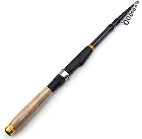 H/A ZYYDD 1,8 m, 2,1 m, 2,4 m, 2,7 m, 3,0m, 3,6 m Multifunktionale Teleskop-Angelrute, Kohlefaser Angelrute mit Korkengriff, rotierender Teleskopköder Angelrute, tragbare Reise Angelrute ZYYDD