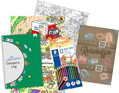 Camping Familien-Set (Reisetagebuch, Kinderreisetagebuch, Wimmelbild)