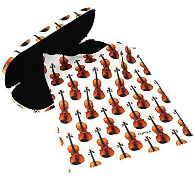 Agifty Brillenetui mit Putztuch Geige Gitarre Noten - Schönes Geschenk für Musiker (Geige)