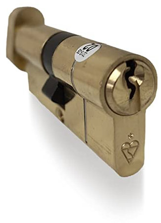 UAP Thumb Turn Euro Cylinder Lock with Anti-Snap & 3 Keys - 1-Star Kitemarked Door Lock Barrel for Home Security - Fire-Rated with Easy-Grip Design for Elderly Use (70mm 35/35) (Brass)