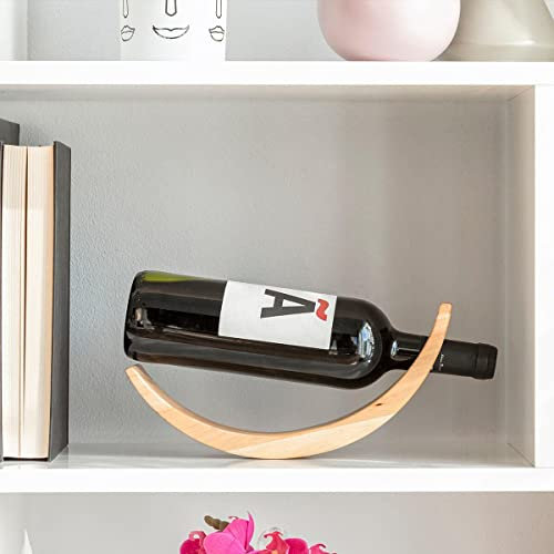 InnovaGoods® Porte-bouteilles flottant en bois pour vin Woolance, décorez votre maison avec style et sophistication, couleur marron, matériau en bois de caoutchouc