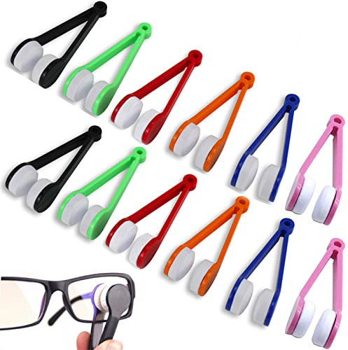 Mini Lunettes Cleaner Brosse Portable Brosse à Lunettes en Microfibre Les Lunettes Outil de Nettoyage à Brosse Douce pour Les Lunettes de Soleil et Les Lunettes de Nettoyage 12 Pièces(6 Couleurs)