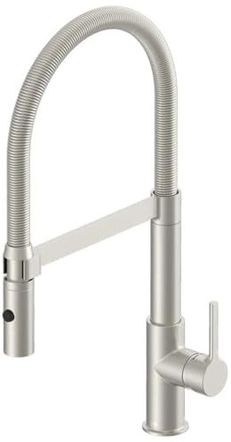 Lenz Küchenarmatur ALUNA in Edelstahl-Optik – mit hochwertiger Markenmischdüse und Markenkartusche – Anti-Fingerabdruck Oberfläche – 46070511