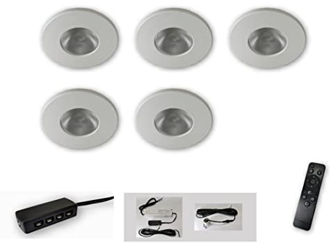 Mini LED Spot weiss starr 5er Set CCT 2700K-6500K dimmbar per Fernbedienung 12V IP65 Einbaustrahler