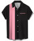 Chemise de bowling vintage années 1950 pour homme rétro à manches courtes boutonnée, noir/rose, Taille L