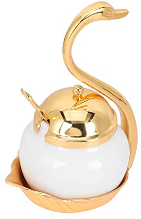 1 Juego Azucarero De Cisne Bote De Almacenamiento De Especias Azucarero Con Tapa y Titular De Condimento Suministros De Cocina Vidrio Sal Café Aleación De Aluminio Cerámica