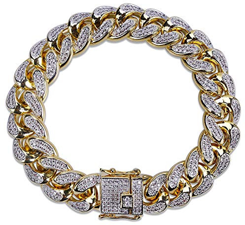 ZEDARO Hip-Hop-High-End-Armband aus Miami Cuba-Kette, dreidimensionaler Armbandschmuck für Männer und Frauen und Liebesmode-Geburtstagsgeschenk für Freund-Mutter-Armband