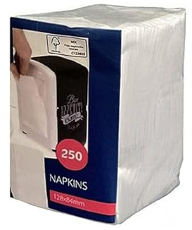 Zellstoff Servietten weiß 1/8 Falz, Tissueservietten 12 x 8,5 cm, für Bistro | Imbiss | Food Gastro | Tissue Gastronomie - kompatibel mit Spender (1 x 250 pieces)