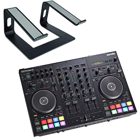 Roland D-J707M Controller Mobile DJ Mixer + keepdrum Supporto per computer portatile Nero