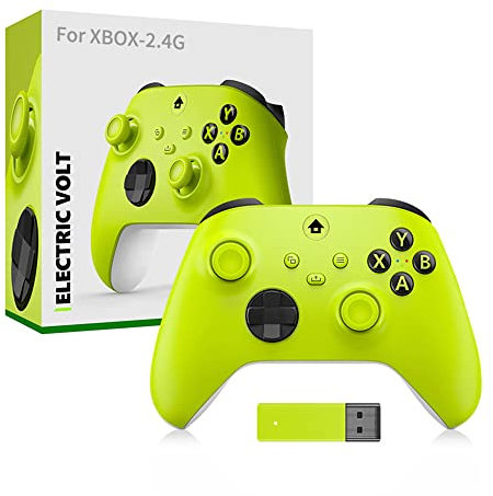 Aoyygg Serise X/S Contrôleur sans fil,pour XBOX Serise X/S Manette de Jeu avec Récepteur sans fil 2.4G Poignée de Jeu à Bascule Antidérapante pour Accessoires de Manette de Jeu PC (Yellow)