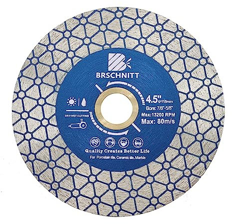 Diamant Trennscheibe 115mm - BRSCHNITT Doppelseitig zum Schneiden und Schleifen Granit Marmor Fliese Natursteine.