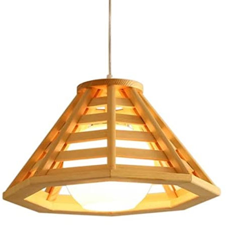GUANSHAN Hängelampe mit Holzrahmen und innerem Glaslampenschirm, Wabi-Sabi-Stil, Kronleuchter-Stil, dekorative Hängeleuchte, Hängeleuchte für Schlafzimmer, Wohnzimmer