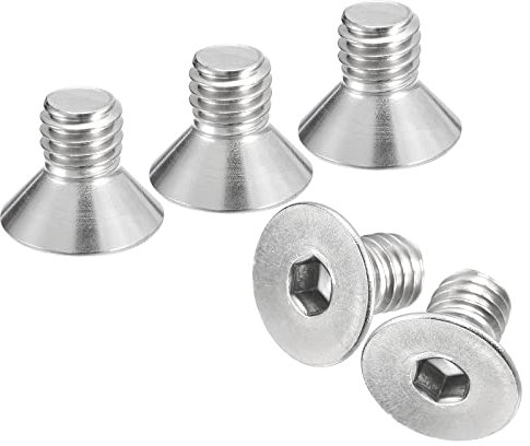 sourcing map Tornillos de cabeza avellanada plana de 3/8-16 x 5/8 pulgadas, 5 tornillos hexagonales de acero inoxidable 304, rosca completa, pernos avellanados