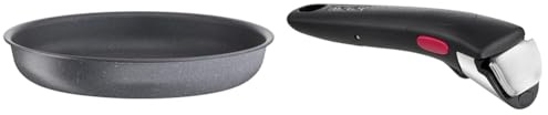 Tefal Ingenio Natural Force Poêle 26 cm, Empilable, Antiadhésive, Induction, Fabriqué en France L3960502 & Ingenio Poignée amovible noire, Empilable, Amovible, Verrouillage sécurité