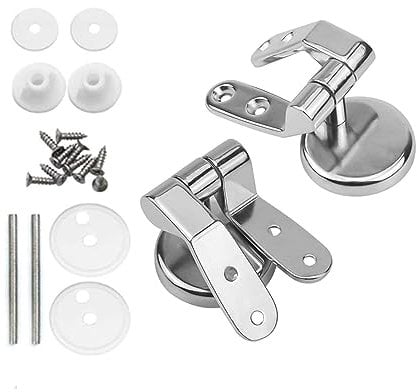 CAASFOOY 2 pezzi Cerniere Copriwater, Cerniere Tavoletta Wc, Cerniere Sedile WC Coppia, Kit Cerniera Fissa Riparazione, Copri Sedile Asse WC, Compresi i Raccordi