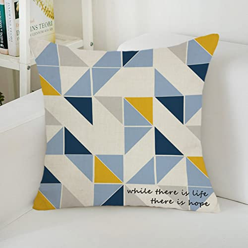 Kissenbezug 50x50 Dunkelblau Weiß Kissenbezüge 50x50 Superweicher Baumwolle Hanf Couchkissen Resistent Atmungsaktiv Sofakissen Verdecktem Zip Voll Waschbar 50x50cm/1 Pcs