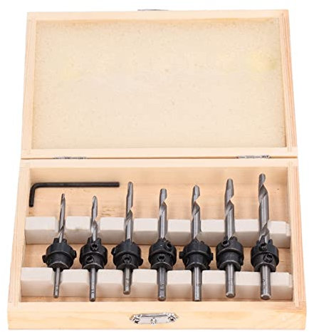 Topyond 8 Teile/satz Konisches Senker-Bit-Schrauben-Set,Konisches Bohrer-Set,Schnellarbeitsstahl,Holz-Pilotloch Für Massivholz
