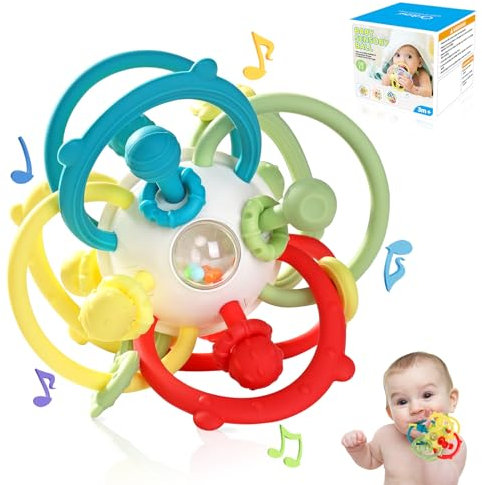 Orzbow Jouets pour bébé 0-6 et 6-12 mois – Dentifrices en silicone Anneaux antidérapants Sans BPA Facile à nettoyer