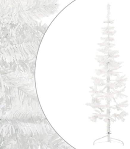 Albero Natale Artificiale Sottile a Metà Supporto Bianco 150 cmAlbero di Natale Biancaneve Albero di Natale Slim Albero di Natale con luci integrate Adatto per Natale, Capodanno, feste