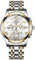 Silverora Herrenuhren Paaruhren Edelstahl Kalender: 3ATM Wasserdicht DREI Augen Multifunktion Analoge Quarz Armbanduhr mit Leuchtende Zeiger Edelstahlarmband Uhr Geschenke für Männer Gold Weiß