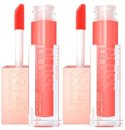 Maybelline New York Lifter Gloss Candy Drop Lipgloss mit Hyaluronsäure, feuchtigkeitsspendend, Farbe 22 Peach Ring mit Applikator XL - 2 Kosmetika