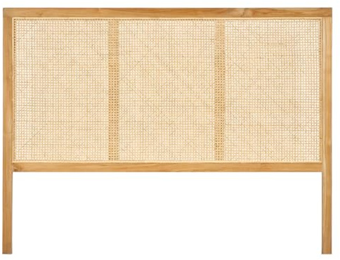Meubletmoi Bruno Kopfteil aus Massivholz mit Geflecht aus Rattan, L. 160 cm – natürlicher und exotischer Stil