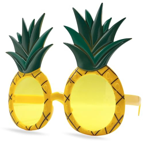 PLAYZOCO Sonnenbrille in Ananasform, rahmenlose Sonnenbrille, Obstbrille, Ananas-Brille, Kostümbrille, Partybrille, Junggesellenabschied, Karnevalsbrille, Unisex, Schwarz