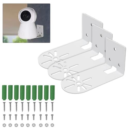 3 Pieces Ceiling Mount Surveillance Bracket, L-Shaped Dome Camera Wall Bracket, Surveillance Cameras Stand Holder, Camera Indoor Mount Support with Screws & Anchors
