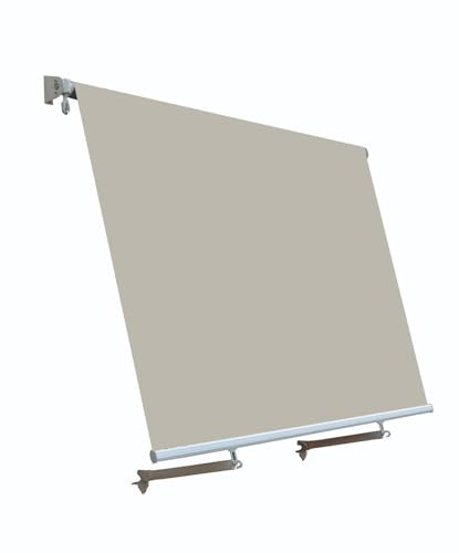 Tenda da Sole a Caduta Avvolgibile per Balcone Senza Cassonetto con Mantovana e Braccetti Tessuto Poliestere impermeabile 280 g/m² installazione Parete o Soffitto (BEIGE, 300X250cm)