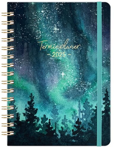Kalender 2025-2026 - Kalender 2025-2026 Buchkalender von Aug. 2025 bis Jul. 2026, Terminplaner 2025-2026 A5 mit Innentasche, Monatliche Registerkarten, Elastischer Verschluss, 21.3cm×15.7cm