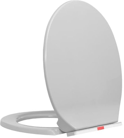 Gecheer Soft-Close Toilet Seat Quick Release Light Grey Oval Slow Close Toilet Seat for Family