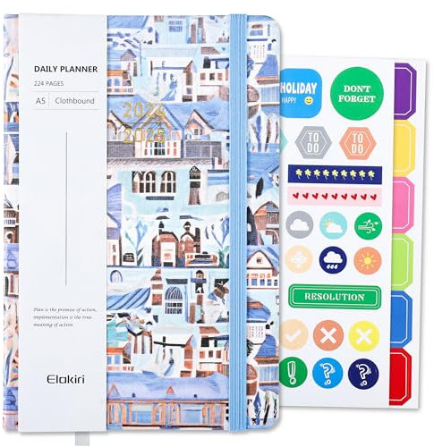 Kalender 2025 Buchkalender A5 1 Woche 2 Seiten,Terminplaner 2025 (Oct.2024-Dez.2025) mit 100 g/m² Papier,Planer 2024/2025 mit PU-Leder Hardcover Für Schulplaner,Terminkalender (BY-Blau)