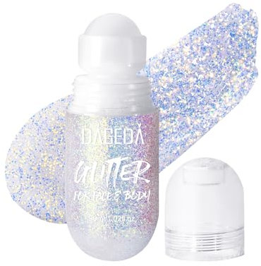 Prreal Roll-on Body Glitter Gel, Mermaid Makeup Festival Rave Accessories, Gliter Face Paint Holographic Hair Glitter Gel, Sparkle Body Shimmer Halloween Makeup for Rave Party(10 Ocean Glow)