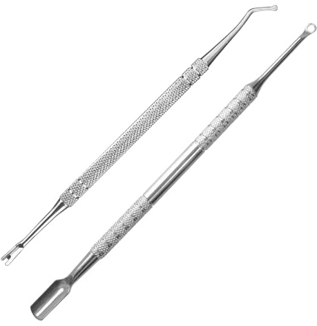 HIFAU Cuticle Trimmer and Cuticle Pusher, Upgraded Nail Polish Removal Tool, 2PCS Professional Staess Steel Cuticle Tools, For Women