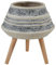 Fioriera alta in legno di magnesio rigato beige e grigio
