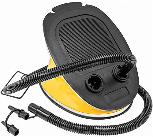 Crystals 5L Foot Pump with Extra Long Hose & 2 Nozzle Adapters – Lightweight & Portable Air Pump for Inflating and Deflating Inflatables, Pools, Airbeds, Sofas – Dual Action Design, 26.5cm x 18.5cm