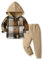 Yanmucy Kleinkind Baby Jungen Kleidung Outfit 2PCS Baumwolle Plaid Junge Hoodies Hemd Tops Hosen Set Kleine Jungen Anzug Kinder Trainingsanzug Frühling Herbst Kleidung Set (khaki, 4-5 T)