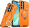 LIUKM Hülle für Samsung Galaxy A56 5G mit Kameraschutzabdeckung,Handyhülle integriertem Ständer, kompatibel mit magnetischen Autohalterungen - robuste Schutzhülle für Samsung Galaxy A56 5G - Orange