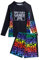 JiAmy Jungen Badekleidung Sets, Stylischer Druck UV-Schutz Langarm-Shirt und Badehose Zweiteiliger Kinder Badeanzug für 8-9 Jahre, Schwarz (Etikette:8Y)