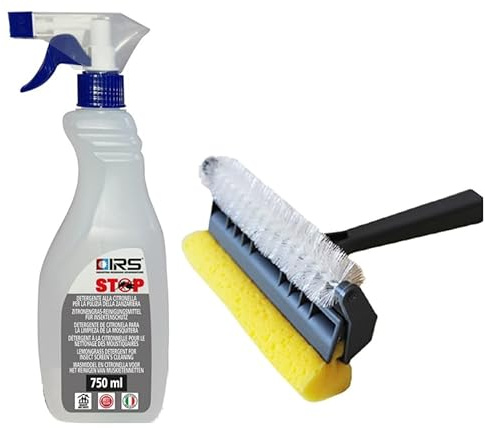 Spray Pulizia Zanzariere 750ml - Spray alla Citronella, Pulizia Rapida, per Fibre di Vetro e Metallo,Senza Risciacquo, Senza Aloni (Detergente + spazzola)