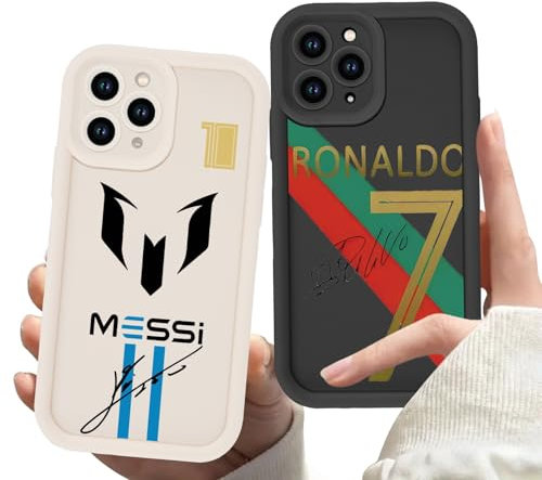 Yimctoie 2 Stück Kameraschutz Handyhülle für iPhone 12 Mini Hülle 5,4,Mode Cool Cartoon Fußball Sport Star Jersey 10 7 Muster Case,Silikon Stoßfest Anti-Kratz Schutzhülle,Cool