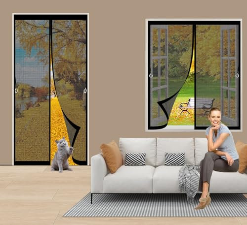 Zanzariera Magnetica Porta Finestra 72 x 210 cm Zanzariere Porte Chiusura Automatica, Facile da Installare Zanzariera Magnetica Regolabile Porta Finestra Per Porte Balcone, Cantine, Terrazze, Nero