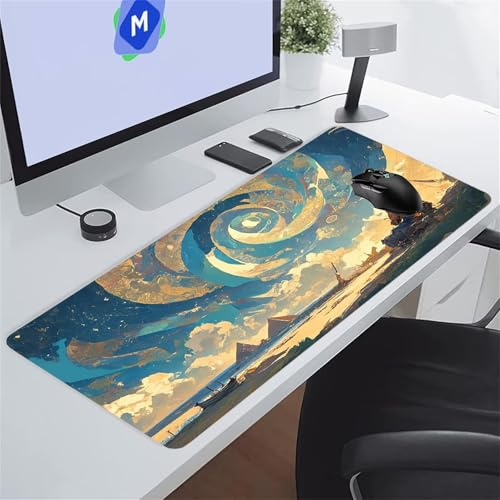 Grand Tapis de Souris Gamer Tapis de Souris XXL 1200x600x3 mm avec Base en Caoutchouc Antidérapant Grand Tapis de Bureau pour PC, Ordinateur Portable (Architecture Rétro)