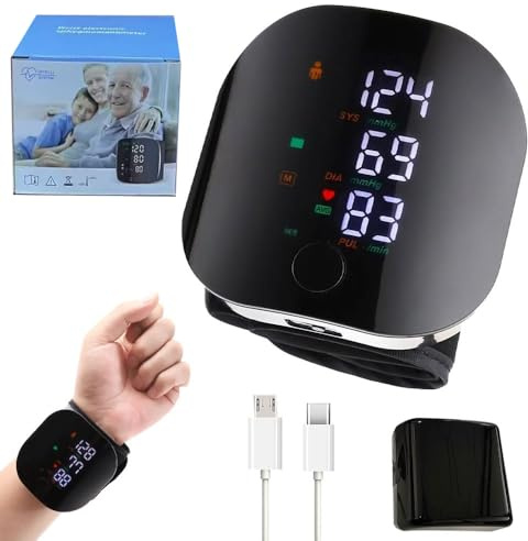 KBIBCK Wrist Blood Pressure Monitor, Blood Pressure Monitors Wrist, BloodPressure Machines Automatic Voice, Rechargeable Wrists BP Monitors with LED Touch Screen for Adult Elder at Home and Travel Use