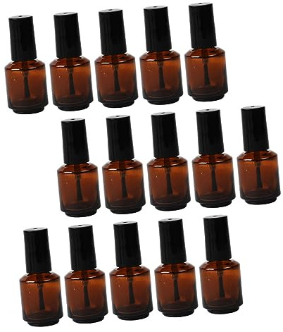 CIYODO 15 Pièces Lot de Flacons Cylindriques Verre avec Pinceau Bouteilles Vides DIY pour Vernis à Ongles Compactes et Étanches pour Peinture et Huiles