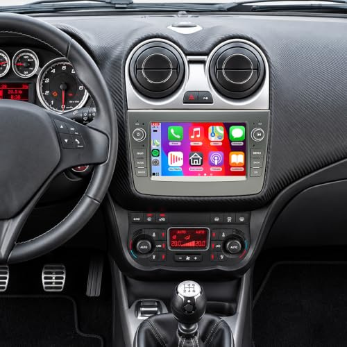 4+64G Android 14 Autoradio 2 Din für Alfa Romeo Mito 2008-2019, 7 Zoll Bildschirm Radio mit Navi DAB Bluetooth Autoradio mit Wireless Carplay GPS Navi Rückfahrkamera Mirror Link GPS WiFi FM RDS