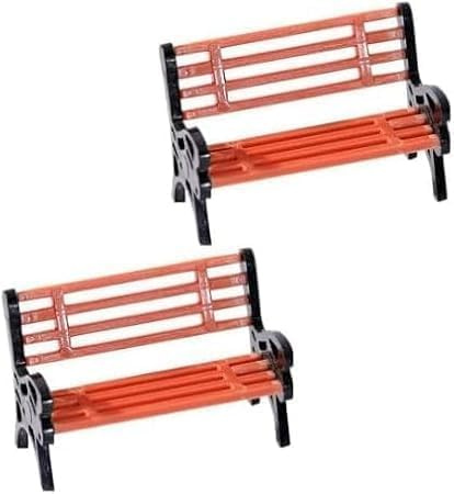 Xixieeu Mini-Parkbank-Set, Mini-Park, Straßensitze, Bank, Stühle, Puppenhaus-Möbel, DIY-Zubehör für Feengarten-Dekoration, 2-teilig
