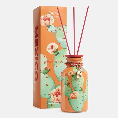 ipuro x Mexico Raumduft 240ml - Fruchtig-warmer Raumduft mit Mandarine, Kaktusfeige, Jasmin & Amber - inspiriert von der Lebensfreude Mexikos - Lufterfrischer für die Wohnung, Diffuser mit Stäbchen